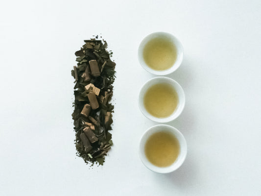 No.466 三年番茶、煎り番茶、黒葡萄葉、イチジク葉、レモン皮のブレンド茶<ロースト・余韻>
